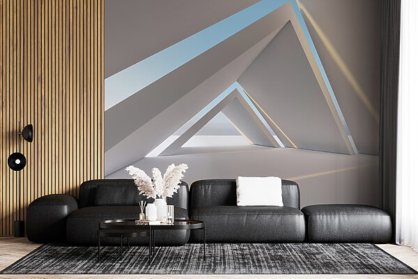 Pièce blanche avec des formes triangulaires Pièce blanche avec des formes triangulaires