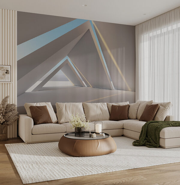 Pièce blanche avec des formes triangulaires Pièce blanche avec des formes triangulaires