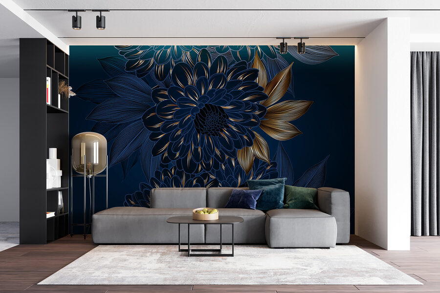 Motif floral élégant sur fond sombre