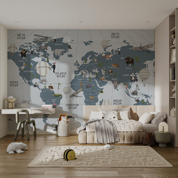 Carte du monde avec animaux Carte du monde avec animaux