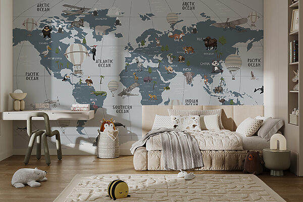 Carte du monde avec animaux Carte du monde avec animaux