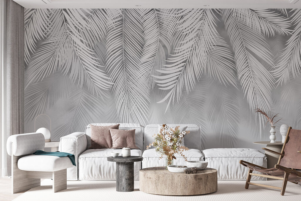 White leaves on a gray background White leaves on a gray background