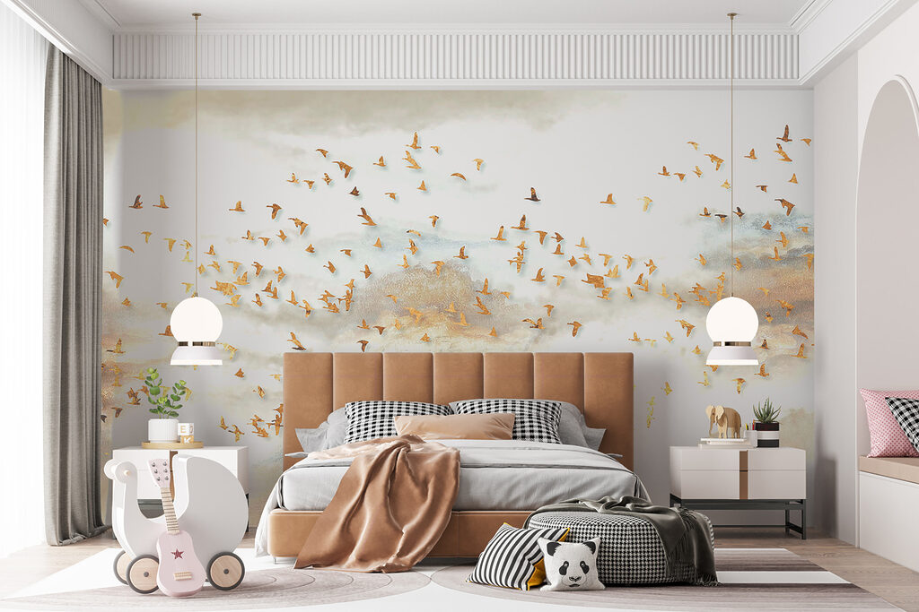 Flock of birds flying in the sky