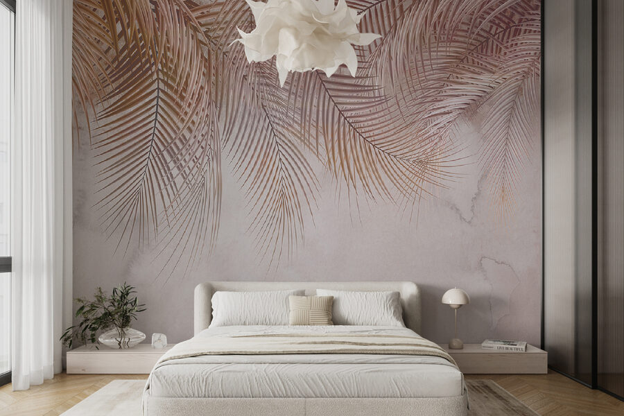 Des palmiers délicats sur une toile de fond douce.