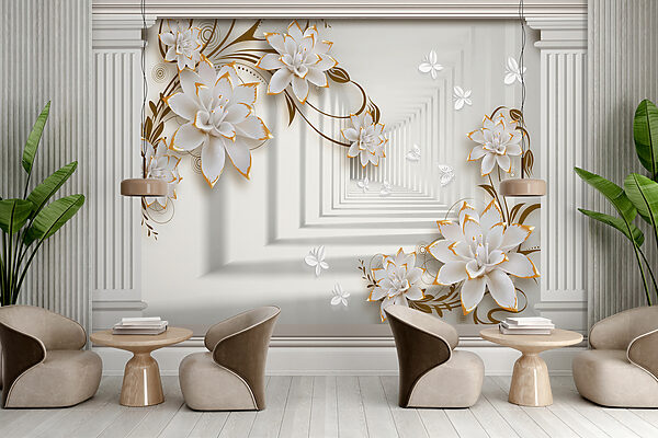 Cadre floral élégant avec des papillons Cadre floral élégant avec des papillons