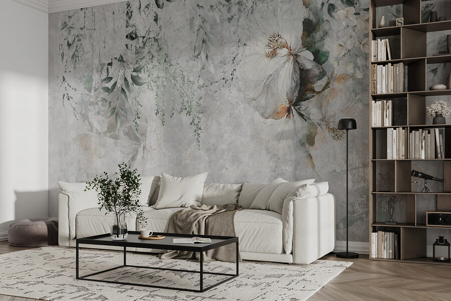 Peinture de fleurs et de feuilles