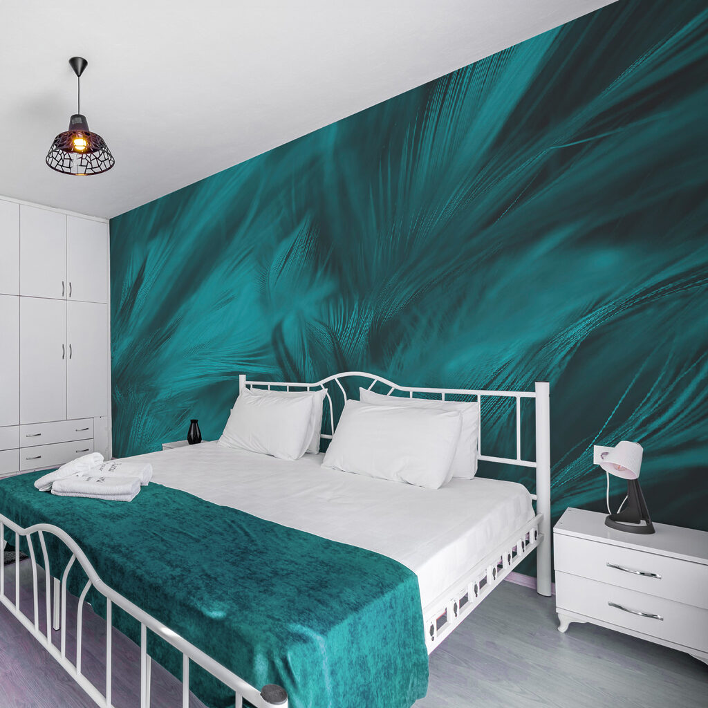 Soft teal feathers in gentle waves Soft teal feathers in gentle waves