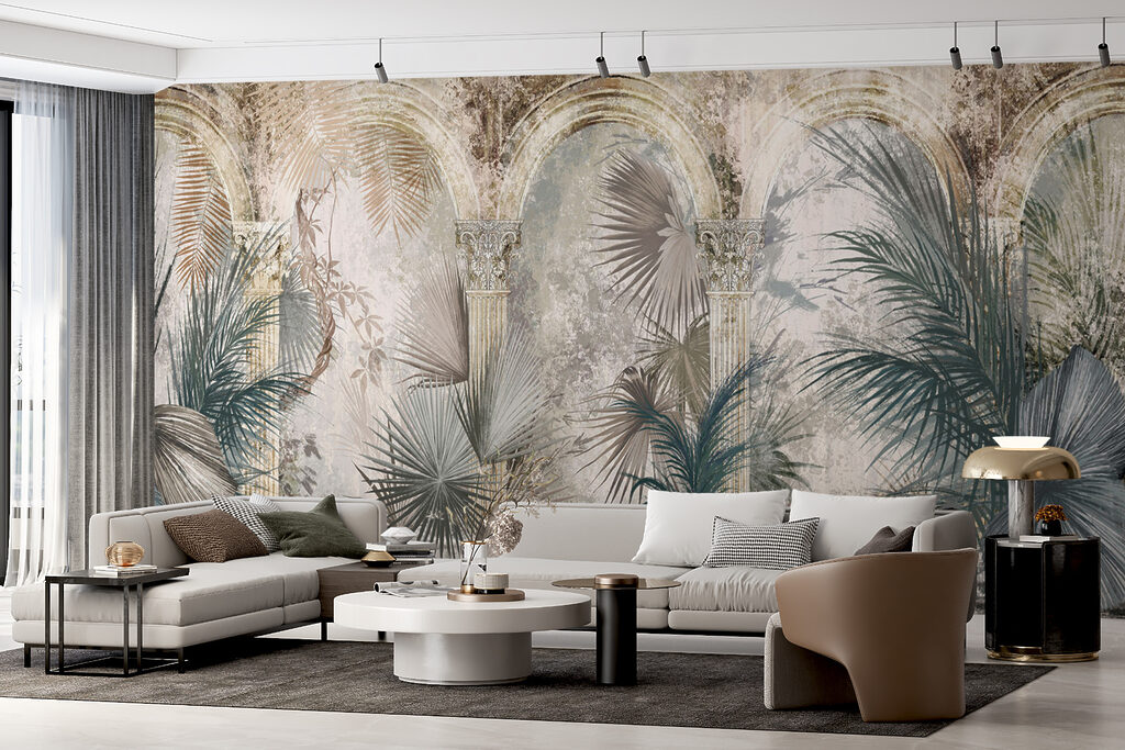 Painting of palm trees and columns Painting of palm trees and columns