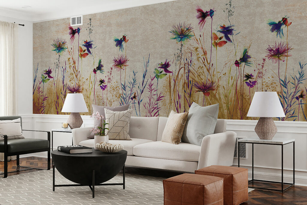 Colorful flowers in a serene landscape