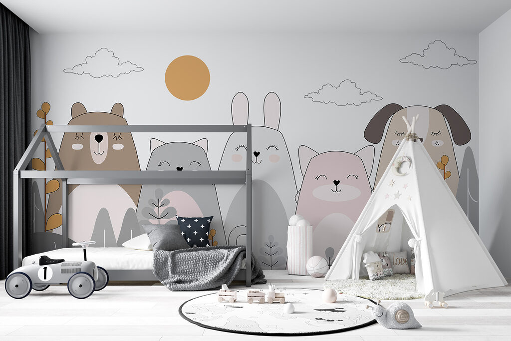 Group of animals in a row