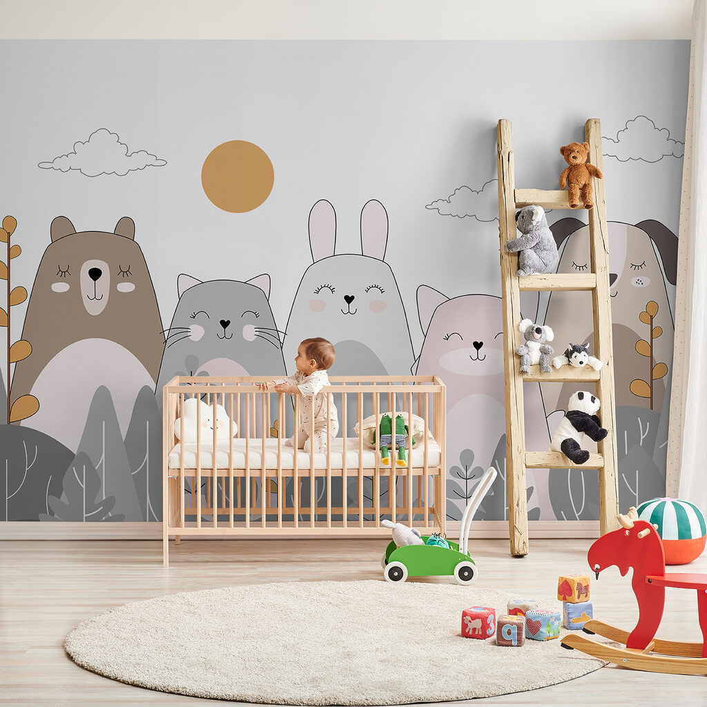 Group of animals in a row