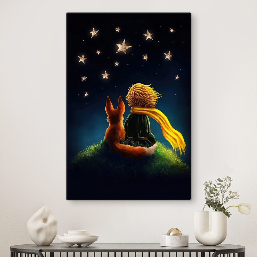 Tableaux Un renard et un petit prince qui regardent les étoiles – Image 4