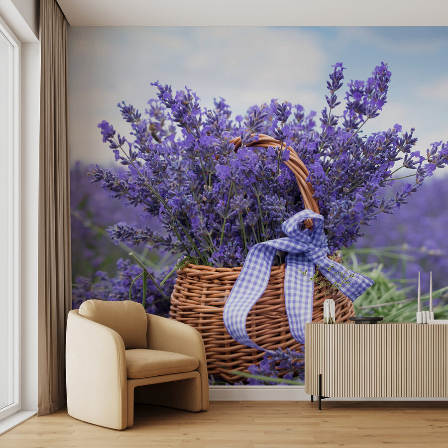 Papier peint Panier de fleurs violettes – Image 4