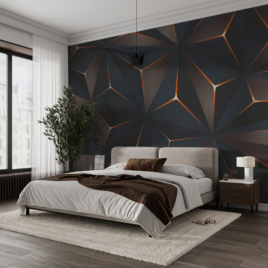 Motif triangulaire noir et orange