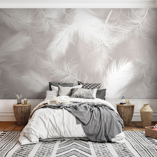 Plumes blanches sur fond gris Plumes blanches sur fond gris