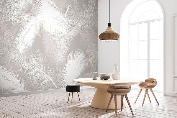 Plumes blanches sur fond gris Plumes blanches sur fond gris