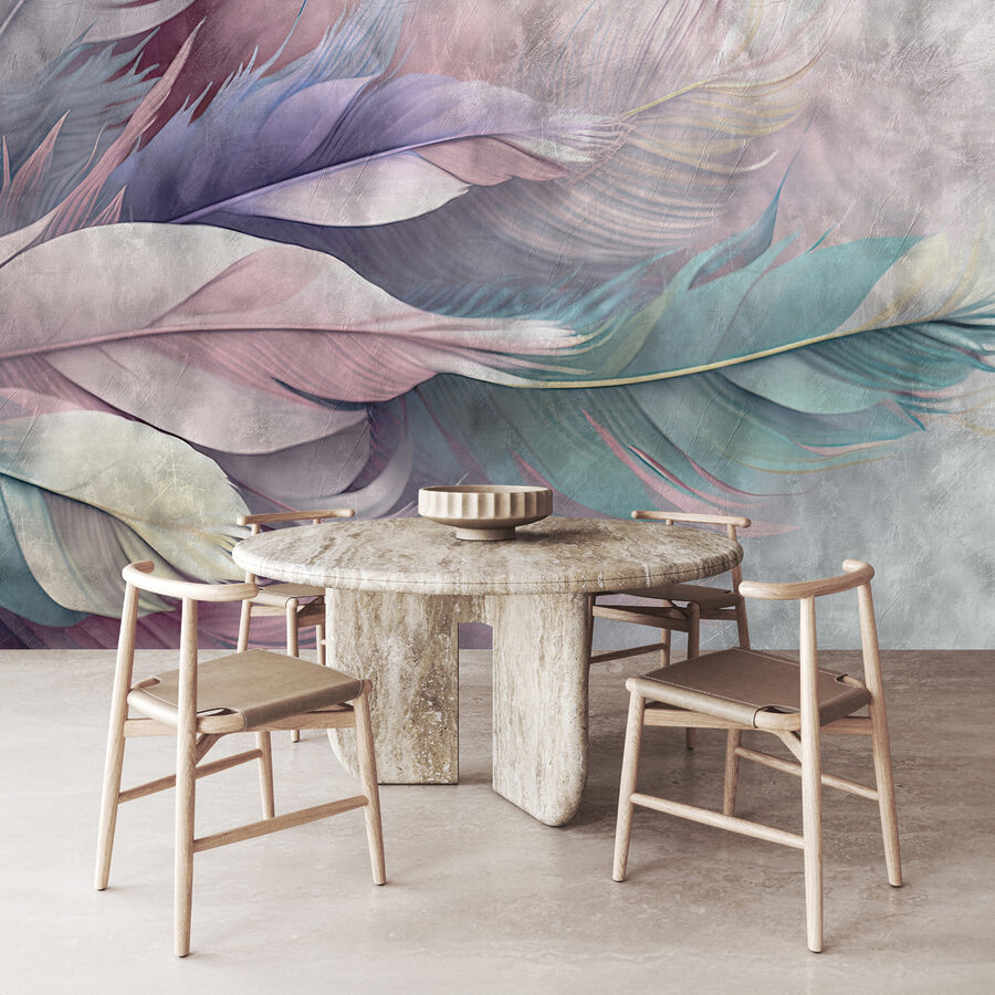 Groupe de plumes sur fond blanc