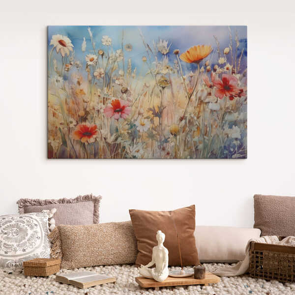 Une peinture de fleurs et d'herbe Une peinture de fleurs et d'herbe