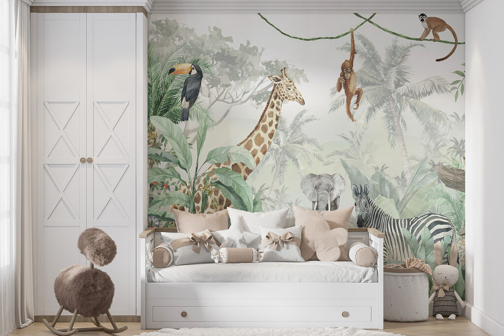 Wall mural of animals in the jungle Wall mural of animals in the jungle