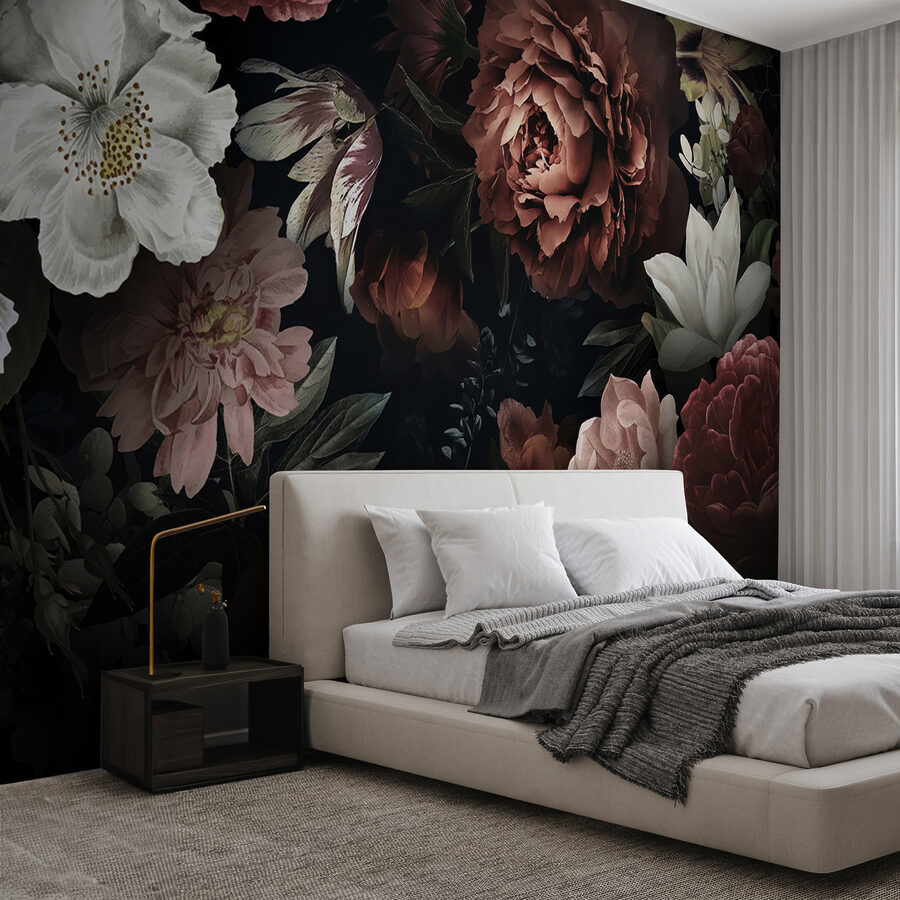Des fleurs élégantes sur un fond sombre.