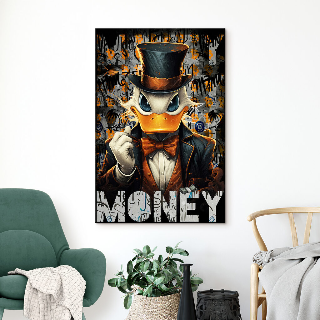 A duck wearing a suit and hat