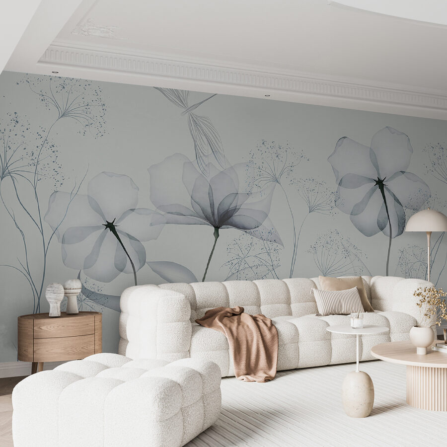 Fleurs transparentes avec feuilles