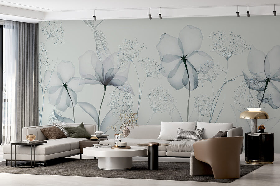 Fleurs transparentes avec feuilles
