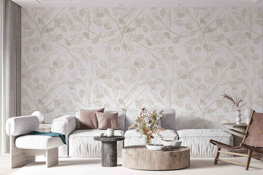Motif de feuilles blanches