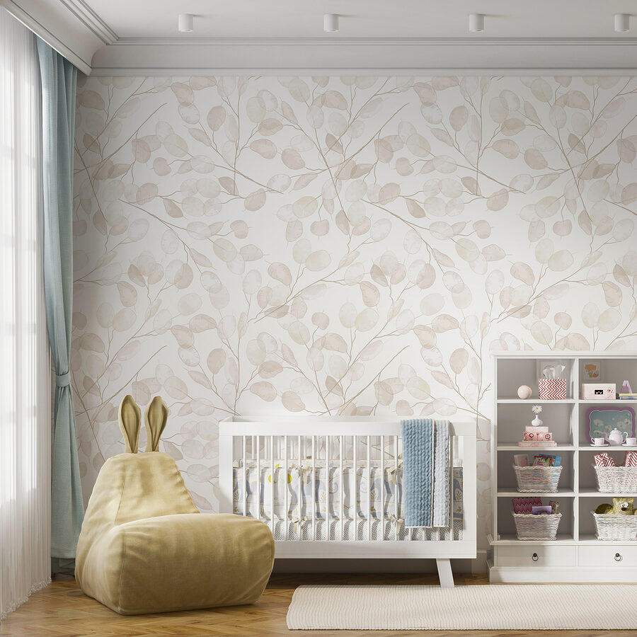 Motif de feuilles blanches