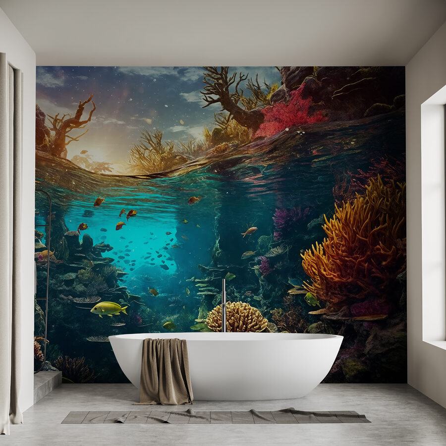 Vue sous-marine d'un récif corallien avec des poissons et des coraux