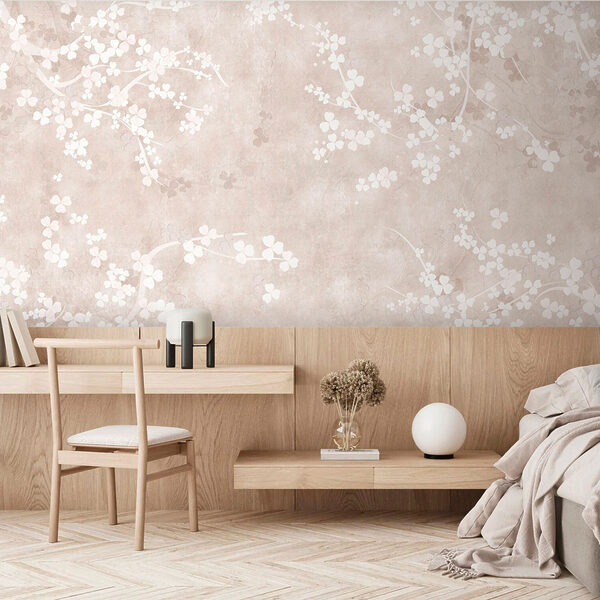 Fleurs blanches sur fond beige Fleurs blanches sur fond beige