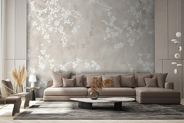 Fleurs blanches sur fond beige Fleurs blanches sur fond beige