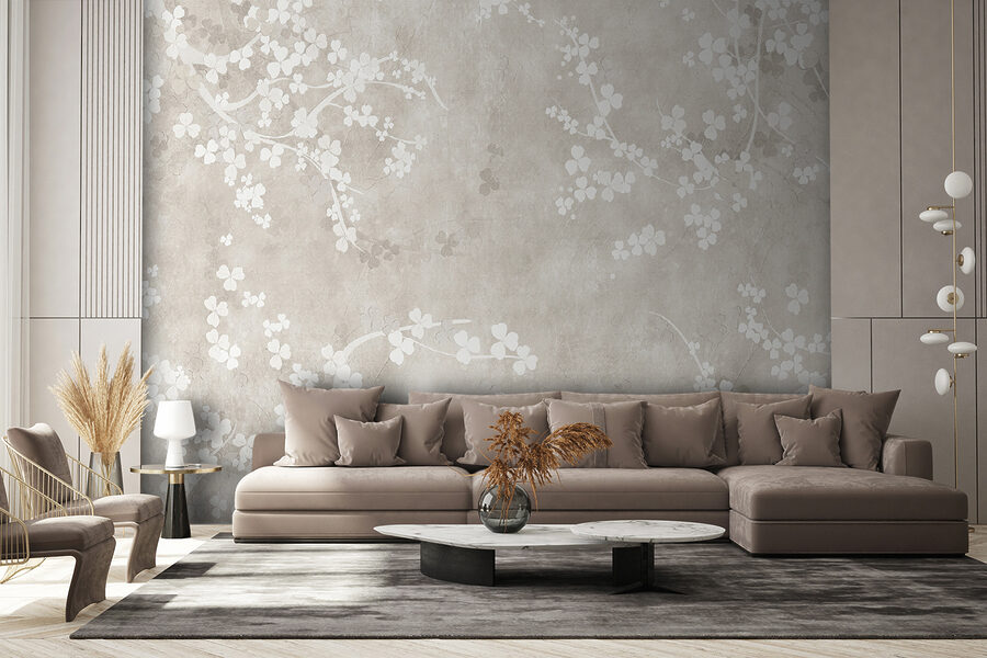 Fleurs blanches sur fond beige Fleurs blanches sur fond beige