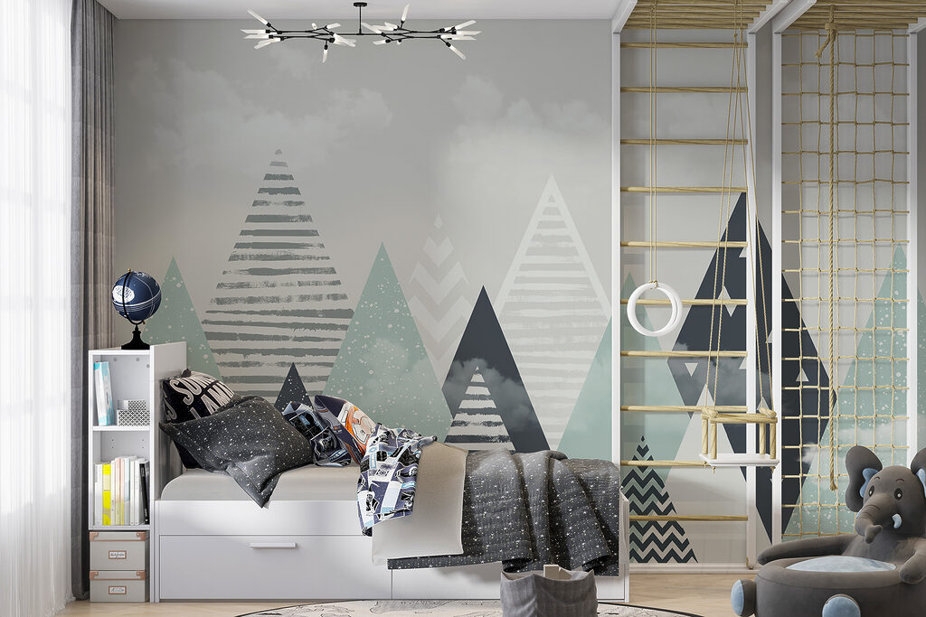 Group of triangles and clouds