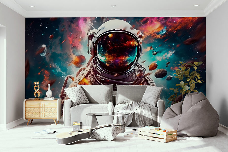 Un astronaute dans l'espace avec un grand casque