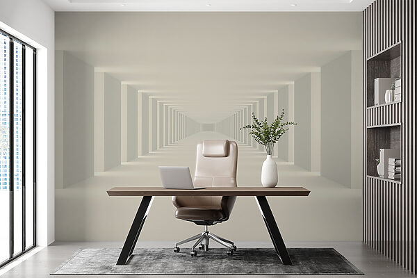 Long white room with columns Long white room with columns