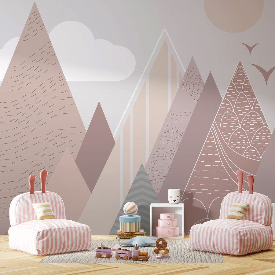 Paysage de montagnes et d'oiseaux