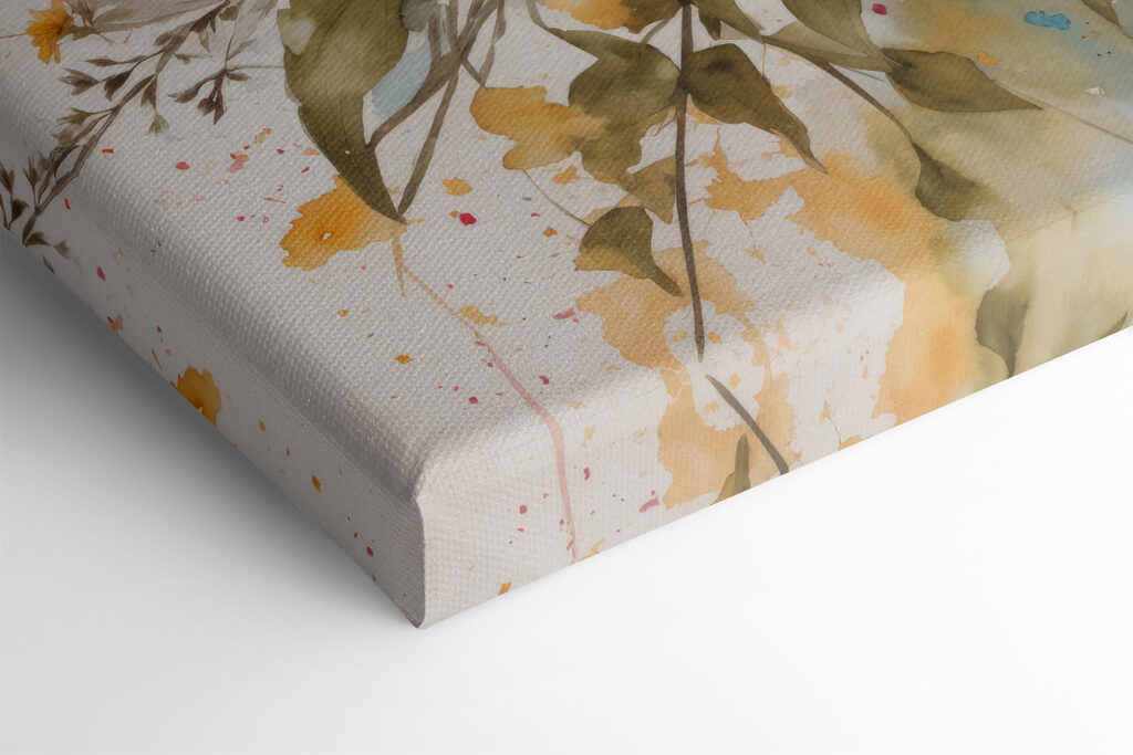 A painting of flowers on a white surface