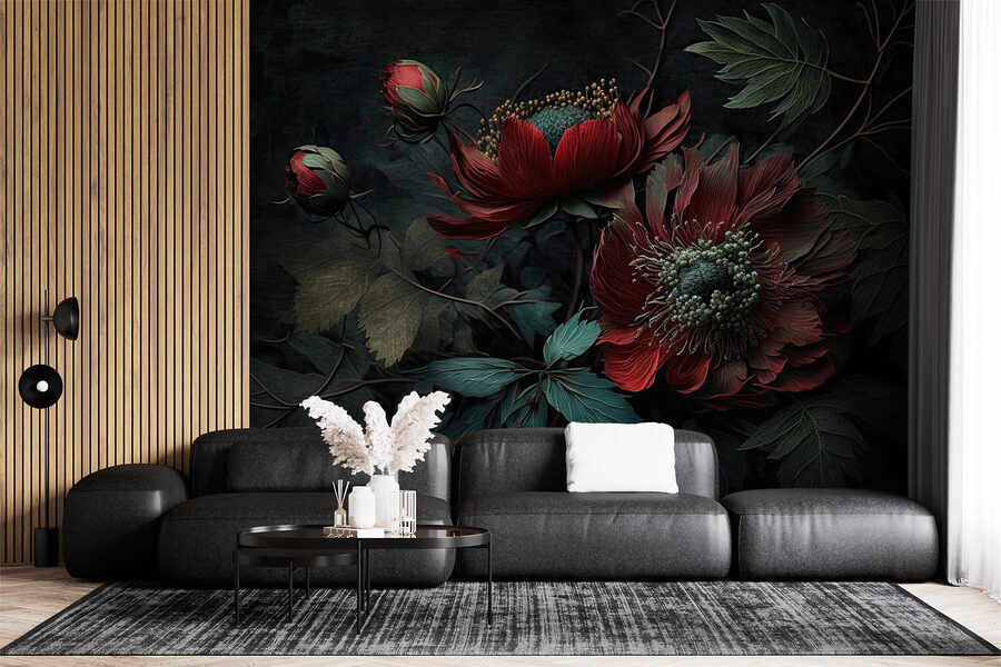 Des fleurs sombres dans un décor morose