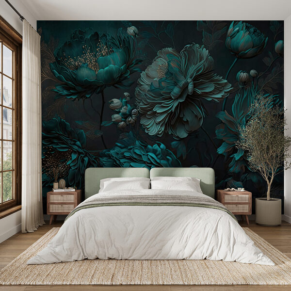 Élégant arrangement floral sarcelle sur toile. Élégant arrangement floral sarcelle sur toile.