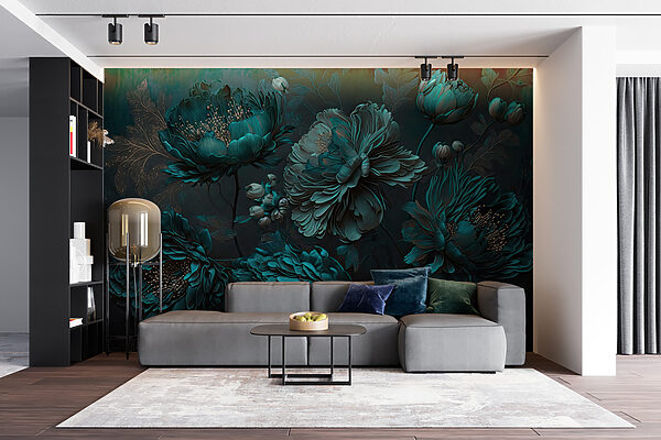Élégant arrangement floral sarcelle sur toile. Élégant arrangement floral sarcelle sur toile.