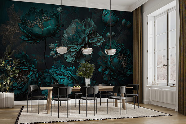 Élégant arrangement floral sarcelle sur toile. Élégant arrangement floral sarcelle sur toile.