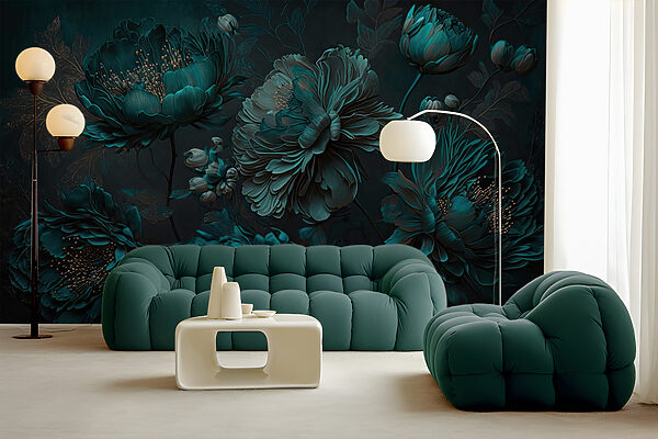 Élégant arrangement floral sarcelle sur toile. Élégant arrangement floral sarcelle sur toile.