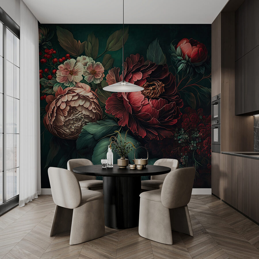 Peinture de fleurs et de feuilles