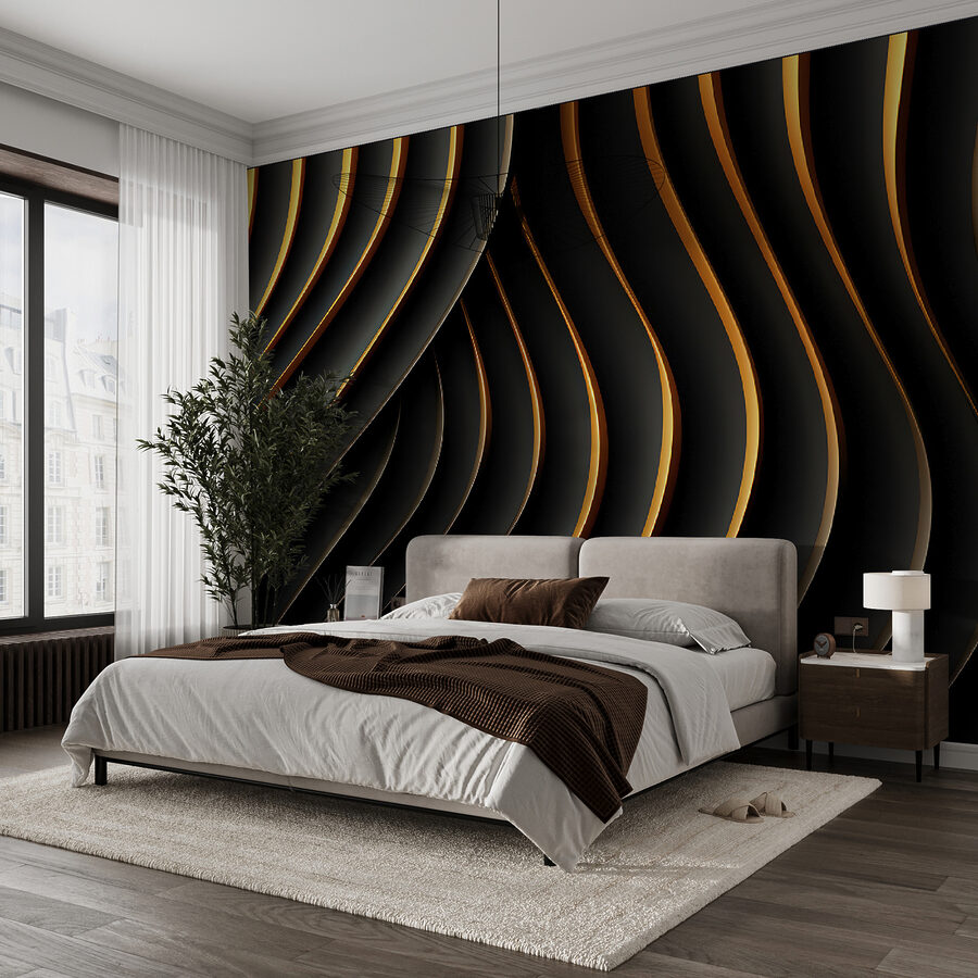 Lignes ondulées noires et orange