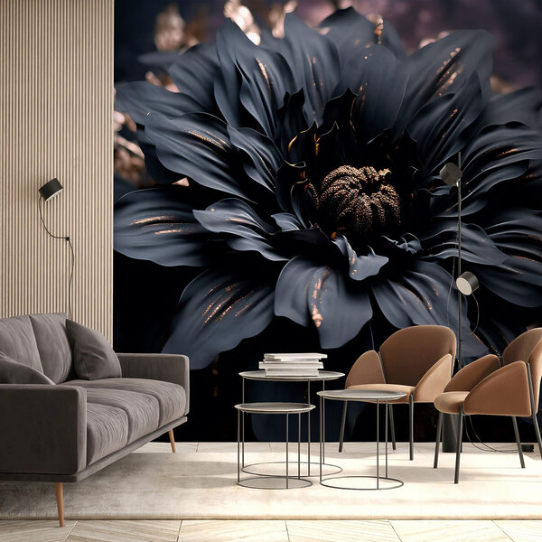 L'élégante fleur noire brille dans l'obscurité L'élégante fleur noire brille dans l'obscurité