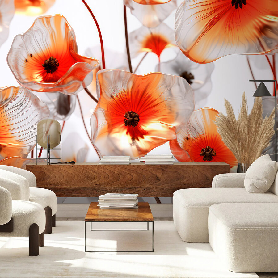 Groupe de fleurs en verre