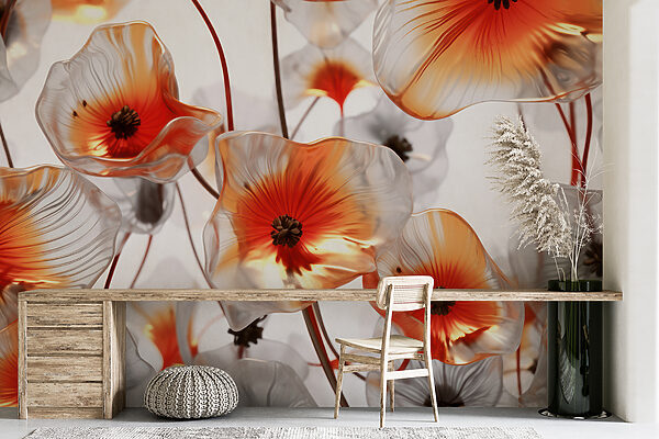 Groupe de fleurs en verre Groupe de fleurs en verre