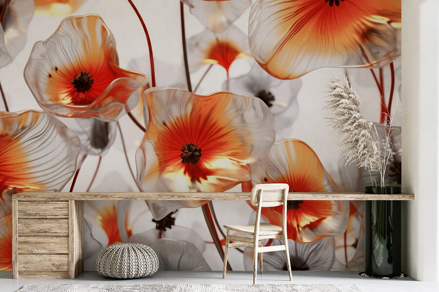 Groupe de fleurs en verre