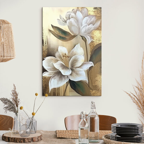 Une peinture de fleurs sur un mur Une peinture de fleurs sur un mur